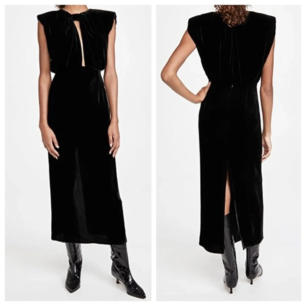 Magda Butrym Cut Out Gown Velour with padded shoulders - Picture 2 of 6